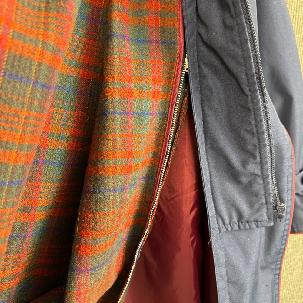Vtg 80s Partners Mervyns Trench Coat Womens S Petite Plaid Zip Out Liner Hood - Picture 5 of 16